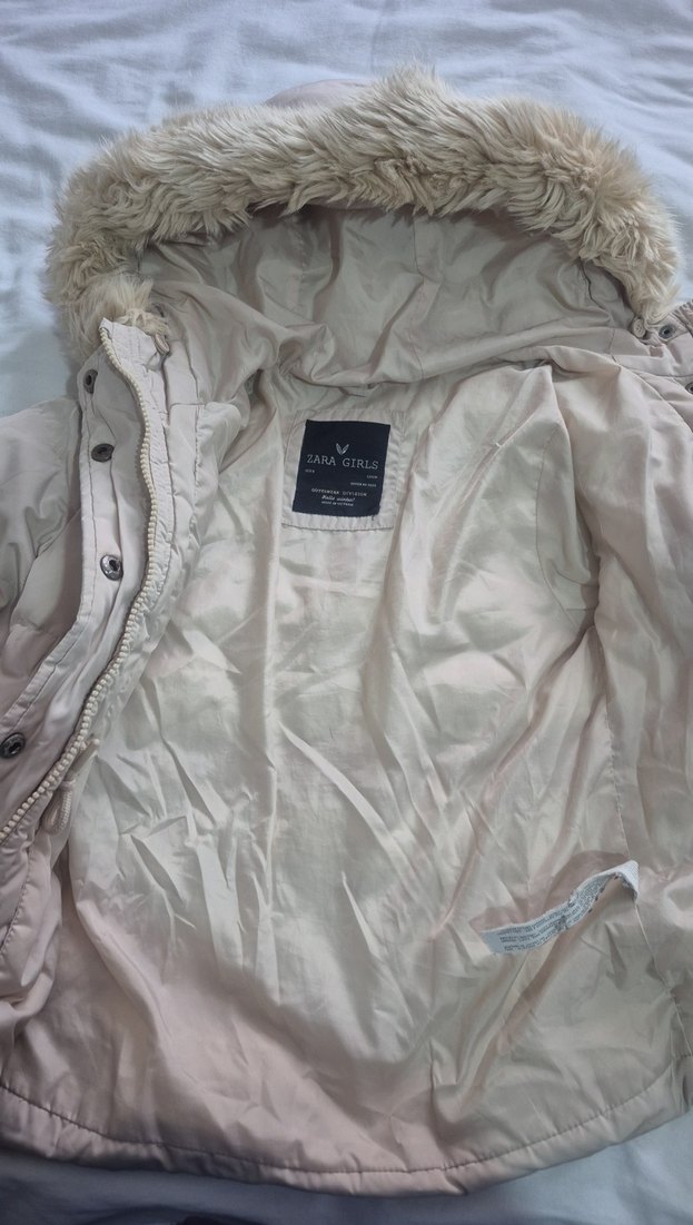 Bej Kürklü çocuk zara Kışlık Mont - Görsel 5