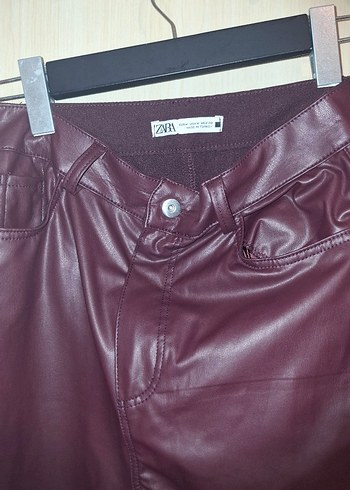 30 Beden kahverengi Renk Düğmeli bodro Deri Kadın Pantolon