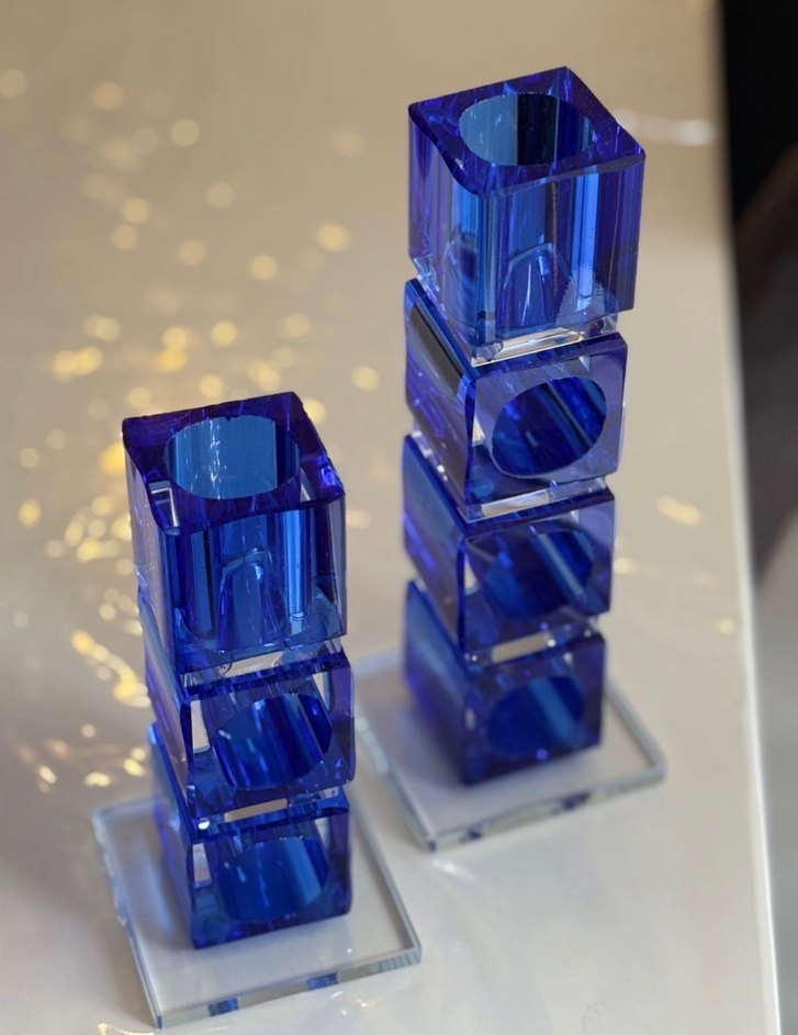 Koyu Mavi Kristal Mumluk Seti - Görsel 2