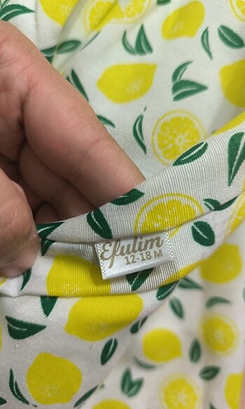 12-18 Ay Beden Melek kanatlı limon desenli elbise