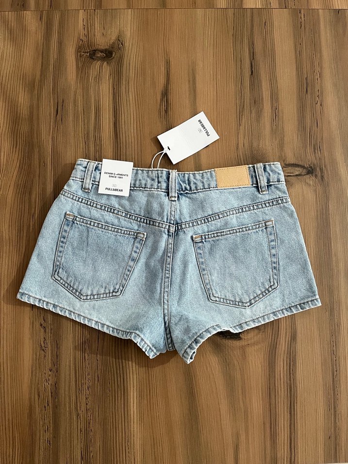 Pull&Bear taşlı mini jean şort - Görsel 5
