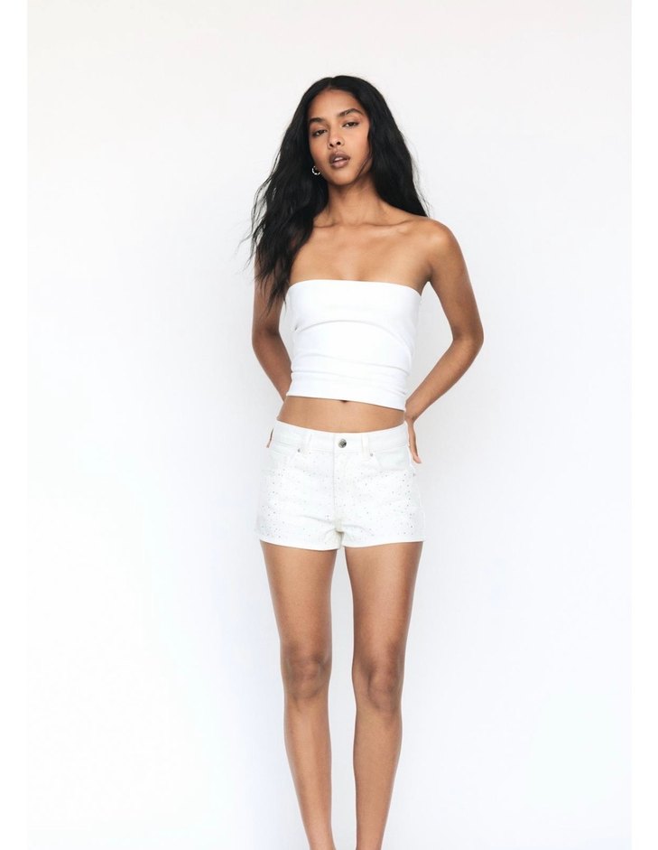 Pull&Bear taşlı mini jean şort - Görsel 3