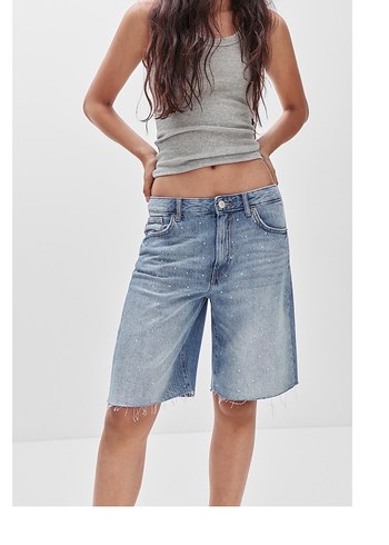 Pull&Bear taşlı jean şort - Görsel 2