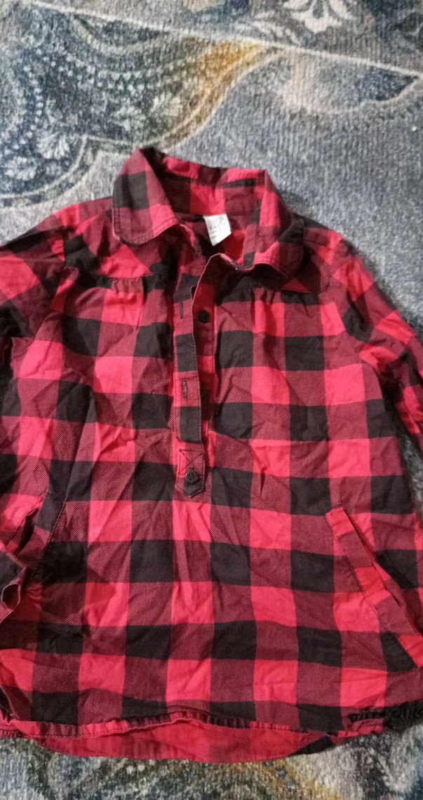 kız çocuk Kırmızı Kareli Uzun Kollu Gömlek - Görsel 2