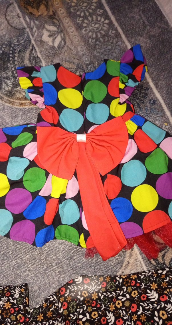 Renkli Puantiyeli Kız Çocuk Elbisesi - Görsel 2