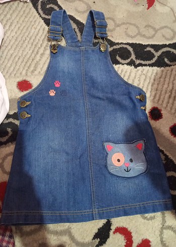 Beyaz Kız Çocuk Askılı Düz Salopet - Görsel 2