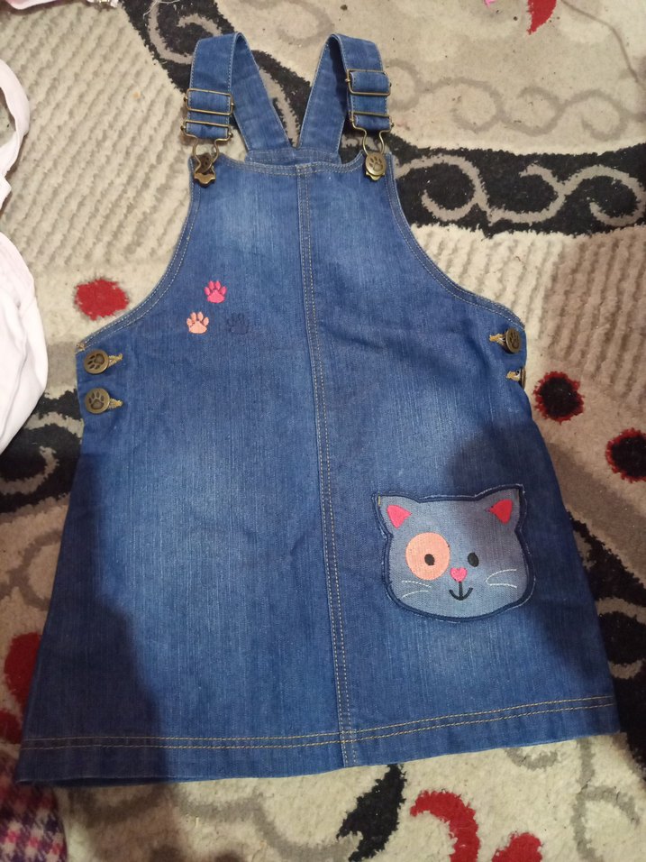 Beyaz Kız Çocuk Askılı Düz Salopet - Görsel 2