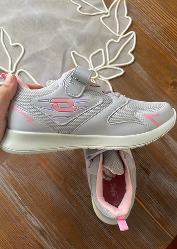 35 Beden Kız Çocuk Gri-Pembe Spor Ayakkabı Velcro