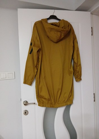 Kapüşonlu Fermuarlı Kahverengi Midi Yağmurluk - Görsel 5