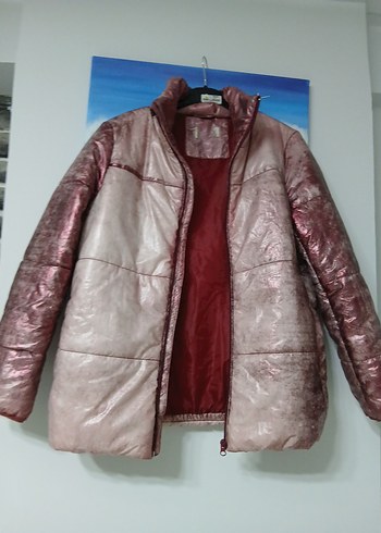 Parlak Pembe Kadın Fermuarlı Ceket - Görsel 2