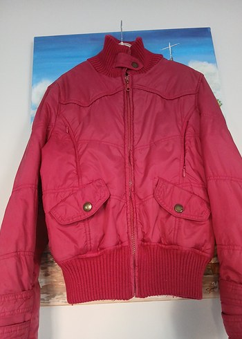 kırmızı Fermuarlı Kısa Kadın Mont - Görsel 7