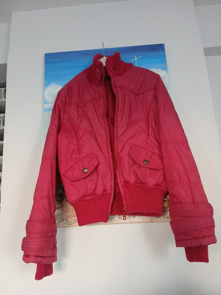 kırmızı Fermuarlı Kısa Kadın Mont - Görsel 5