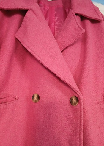 Çift Düğmeli Pembe Kaban - Görsel 3