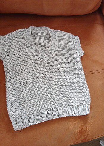 hediye ücretsiz gri V Yaka Örgü Kadın Süveter - Görsel 2