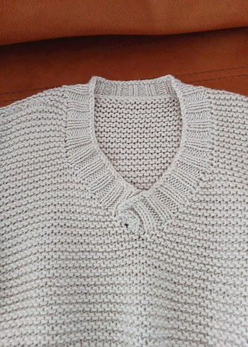 hediye ücretsiz gri V Yaka Örgü Kadın Süveter - Görsel 4