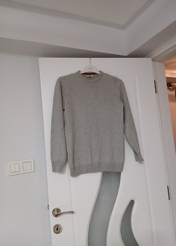 Gri Kadın Yün Kazak, Yuvarlak Yaka, Rahat Kesim - Görsel 5