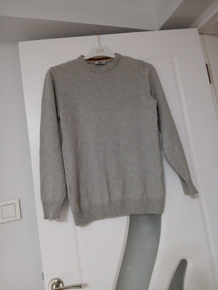 Gri Kadın Yün Kazak, Yuvarlak Yaka, Rahat Kesim - Görsel 2