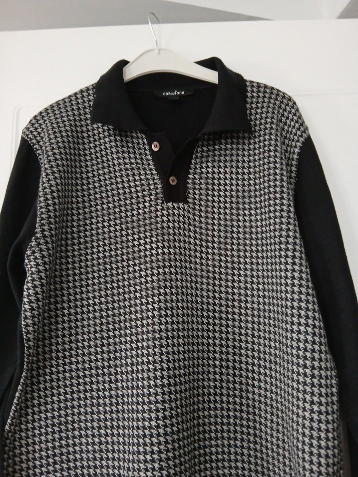 Gri Düğmeli Erkek Yün Kazak - Görsel 4