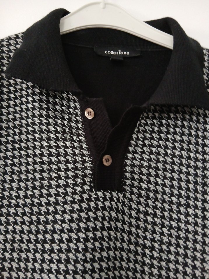 Gri Düğmeli Erkek Yün Kazak - Görsel 5