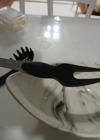 Mermer Desenli Beyaz Gri Servis Tabağı - Görsel 6