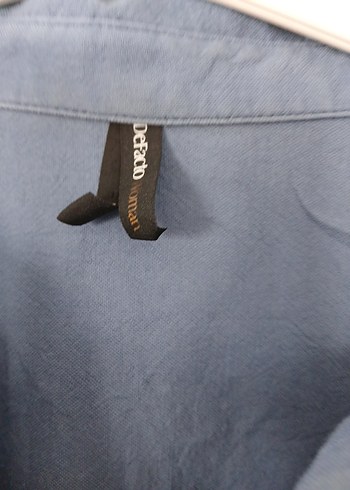 Mavi Keten Midi Gömlek - Görsel 4