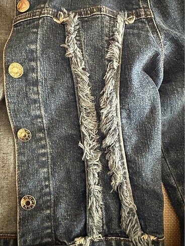 s Beden mavi Renk Denim kot ceket kovboy püsküllü crop