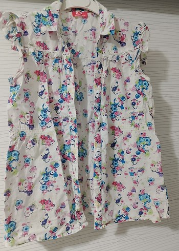 Beyaz Çiçek Desenli Kısa Kollu Gömlek - Görsel 3