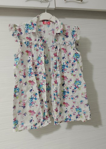 Beyaz Çiçek Desenli Kısa Kollu Gömlek - Görsel 2