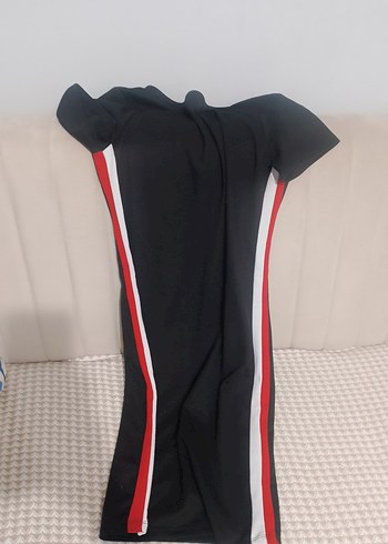 Siyah Baskılı Midi Kısa Kollu Elbise - Görsel 3