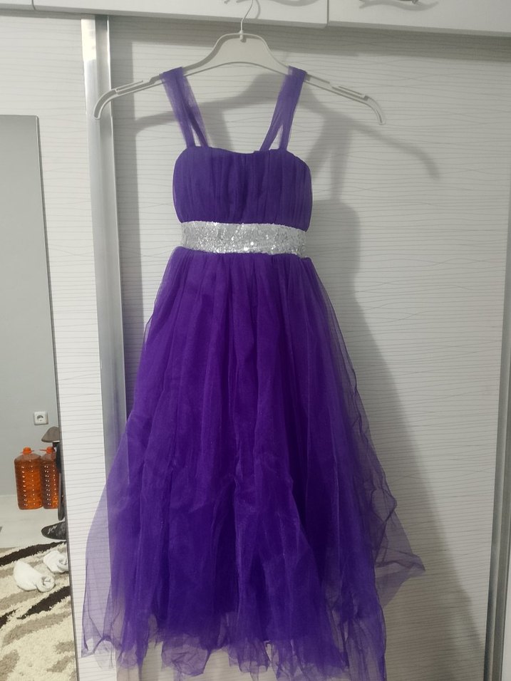 Parlak Mor çocuk elbise - Görsel 3