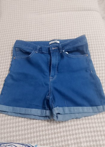 Düğmeli Mavi Kadın Mini Denim Şort - Görsel 3