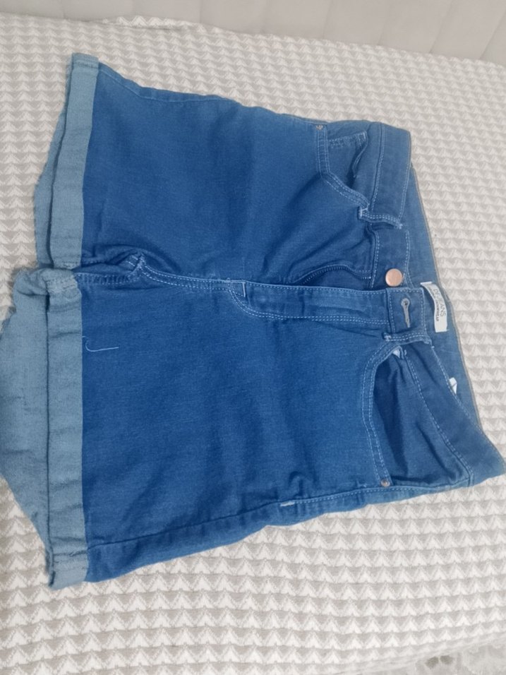 Düğmeli Mavi Kadın Mini Denim Şort - Görsel 2
