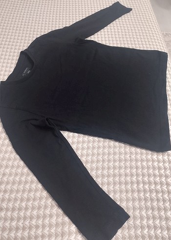 Çocuk Siyah Uzun Kollu Pamuklu Tişört - Görsel 2