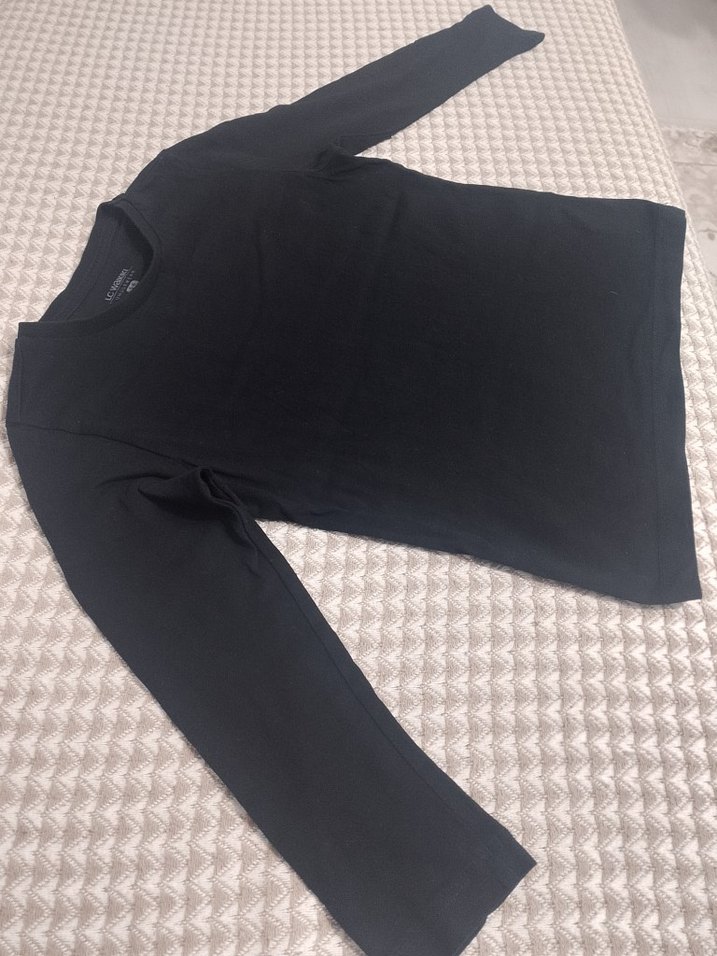 Çocuk Siyah Uzun Kollu Pamuklu Tişört - Görsel 2