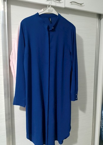 Uzun Kollu Mavi Kadın Tunik - Görsel 2