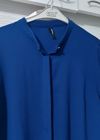 Uzun Kollu Mavi Kadın Tunik - Görsel 3