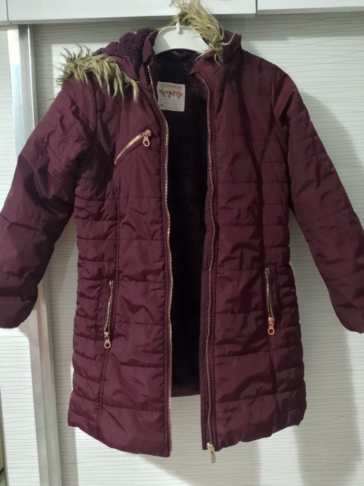 Bordo Kürklü çocuk Kışlık Mont - Görsel 3