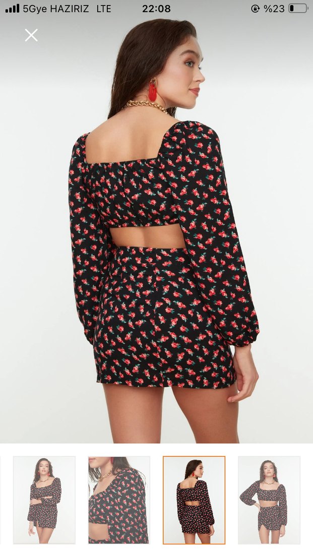 Siyah Çiçek Desenli Dantel Detaylı Mini Mayo - Görsel 4