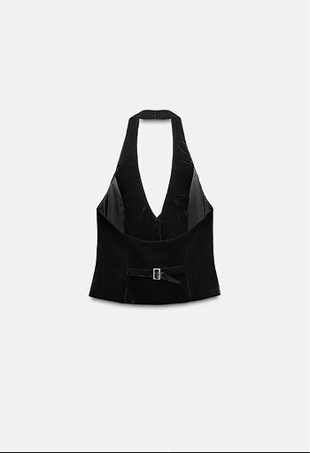 xs Beden siyah Renk Düğmeli halter yaka top