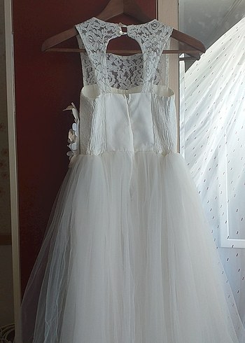 Düğün için Beyaz Straplez Uzun Elbise - Görsel 5