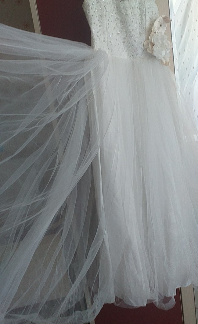 Düğün için Beyaz Straplez Uzun Elbise - Görsel 3