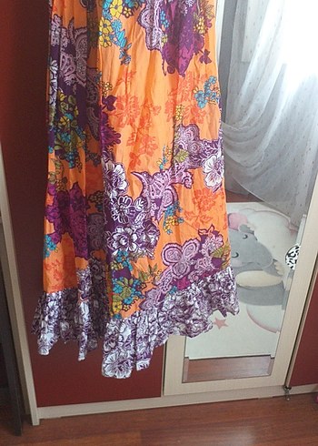 Renkli Bağlamalı Uzun Bohem Elbise - Görsel 5