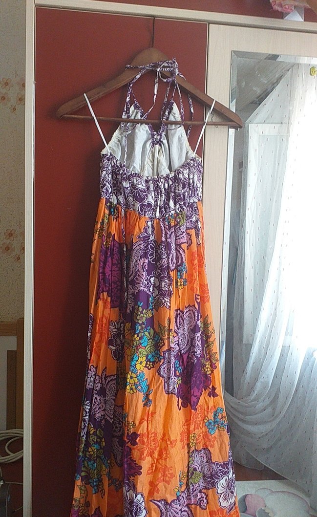 Renkli Bağlamalı Uzun Bohem Elbise - Görsel 4