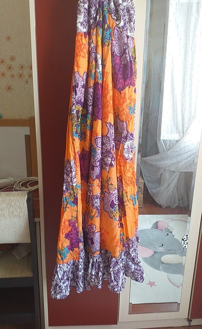 Renkli Bağlamalı Uzun Bohem Elbise - Görsel 2