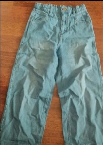 kız Çocuk Mavi Bol Kesim Denim Pantolon