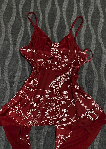 Abercrombie & Fitch Bordo Bağlamalı Mini İp Askılı bluz