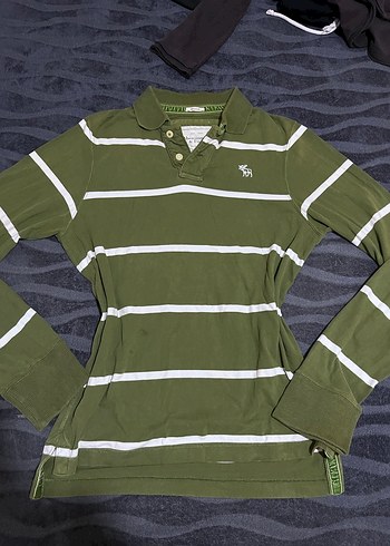 Y2k Yeşil Çizgili  Polo yaka kazak - Görsel 5