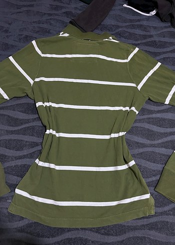 Y2k Yeşil Çizgili  Polo yaka kazak - Görsel 4