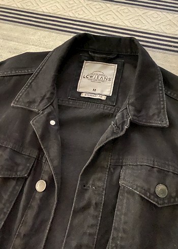 m Beden Siyah Düğmeli Kadın Denim Ceket