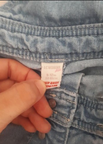9-12 Ay Beden çeşitli Renk Kız Çocuk Düğmeli Denim ve Çiçekli Tulumlar